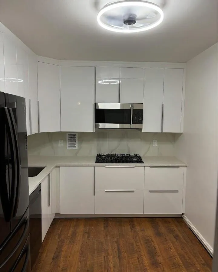 Renovated kitchen with quartz countertops in Vernon
